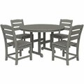 Polywood Lakeside 48'' Slate Grey 5-Piece Round Table Dining Set 633PWS5171GY
